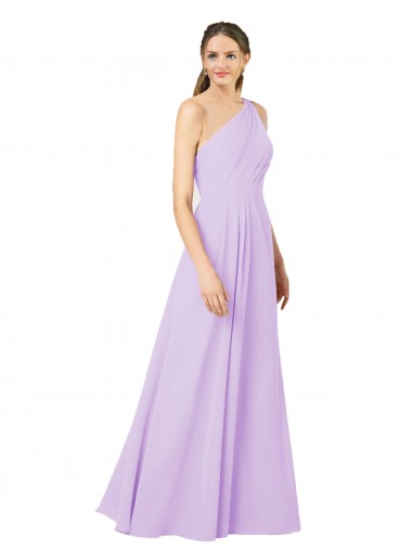 Grecian Inspired Simple One Shoulder Chiffon Formal Dress with Ruching UK