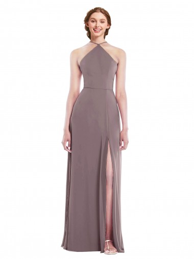 Diamond Halter Maxi Formal Dress with Front Slit UK