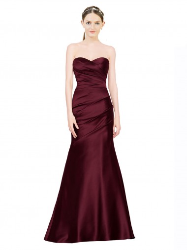 Mermaid Sweetheart Soft Satin Formal Dress with Pleats UK