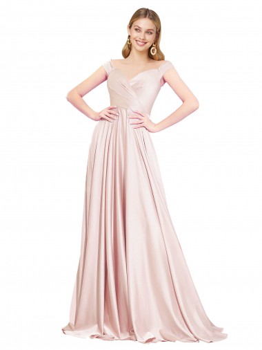 A-Line Off the Shoulder Sweetheart Satin Formal Dress UK