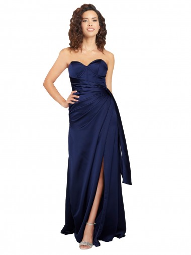 Floor Length Wrap Skirt Silky Satin Formal Dress UK