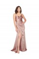 Floor Length Silky Satin Formal Dress with Front Skirt Slit UK