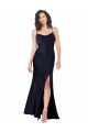 Draped Cowl Neck Silky Satin Formal Dress with Skirt Slit UK