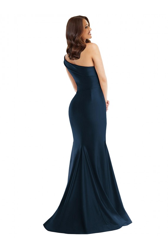 Bias-Cuff One Shoulder Silky Satin Mermaid Formal Dress with Side Slit UK