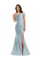 Bias-Cuff One Shoulder Silky Satin Mermaid Formal Dress with Side Slit UK