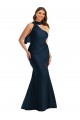 Scarf Neck One Shoulder Silky Satin Mermaid Formal Dress with Front Slit UK