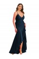 Pleated Wrap Ruffled High Low Silky Satin Formal Dress UK