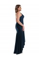 Pleated Wrap Ruffled High Low Silky Satin Formal Dress UK