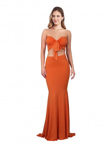 Strapless Bandeau Bodice Long Spandex Formal Dress UK