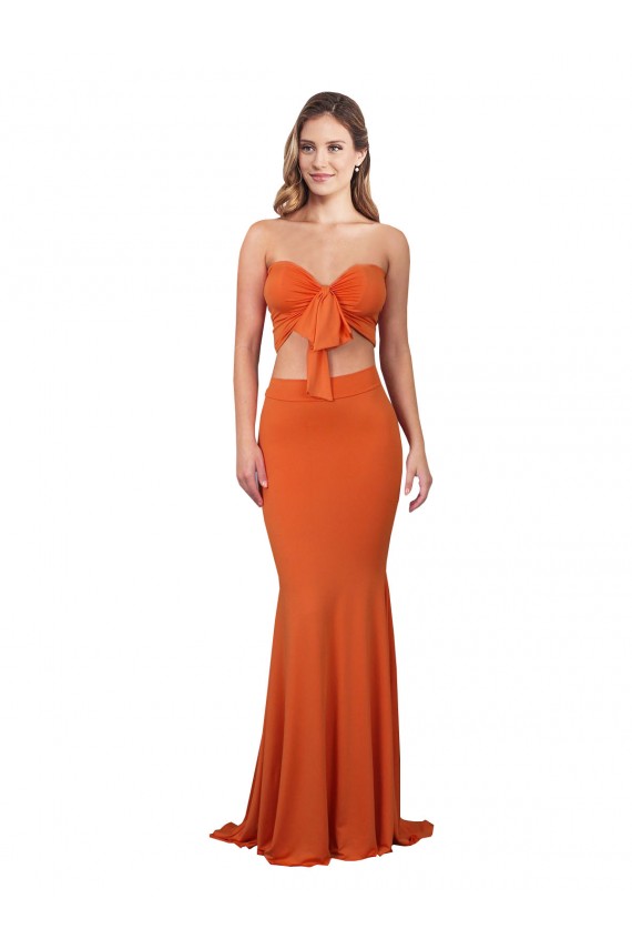 Strapless Bandeau Bodice Long Spandex Formal Dress UK