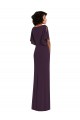 Faux Wrap Split Sleeves Maxi Spandex Formal Dress with Cascade Skirt UK