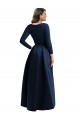 Long Sleeves Wrapped Spandex Formal Dress with High Low Full Skirt and Pockets UK