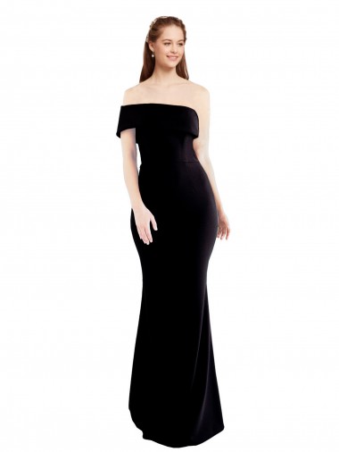 Asymmetrical Draped Off the Shoulder Banded Crepe Formal Dress UK