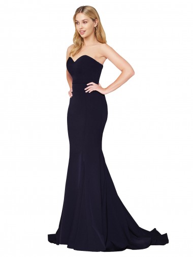 Sweetheart High Neck Sweep Train Sleeveless Crepe Formal Dress UK