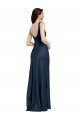 Square Neck A-Line Long Stretch Satin Formal Dress with Wide Straps UK