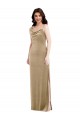 One Shoulder Velvet Maxi Semi Formal Dress with Side Slit UK