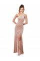 One Shoulder Stretch Velvet Formal Dress with Front Slit UK